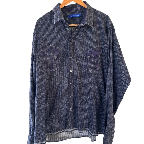 Georg Roth Los Angeles Other - Georg Roth LA Shirt Mens Black Snap XXXL Velvet Textured Paisley Abstract Preppy